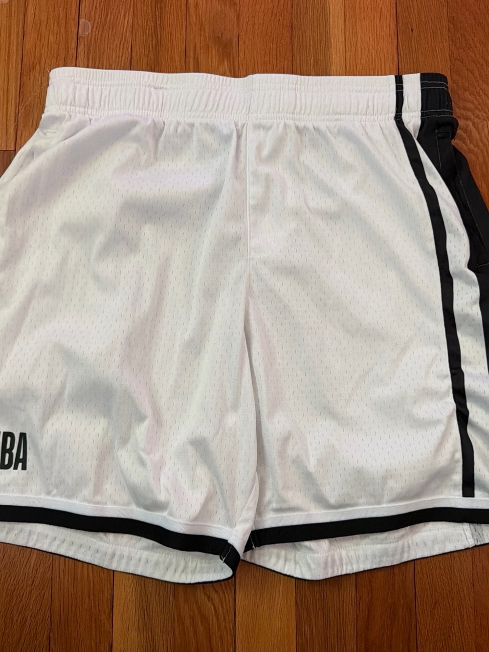 NBA White Athletic Shorts with Black Stripe Trim